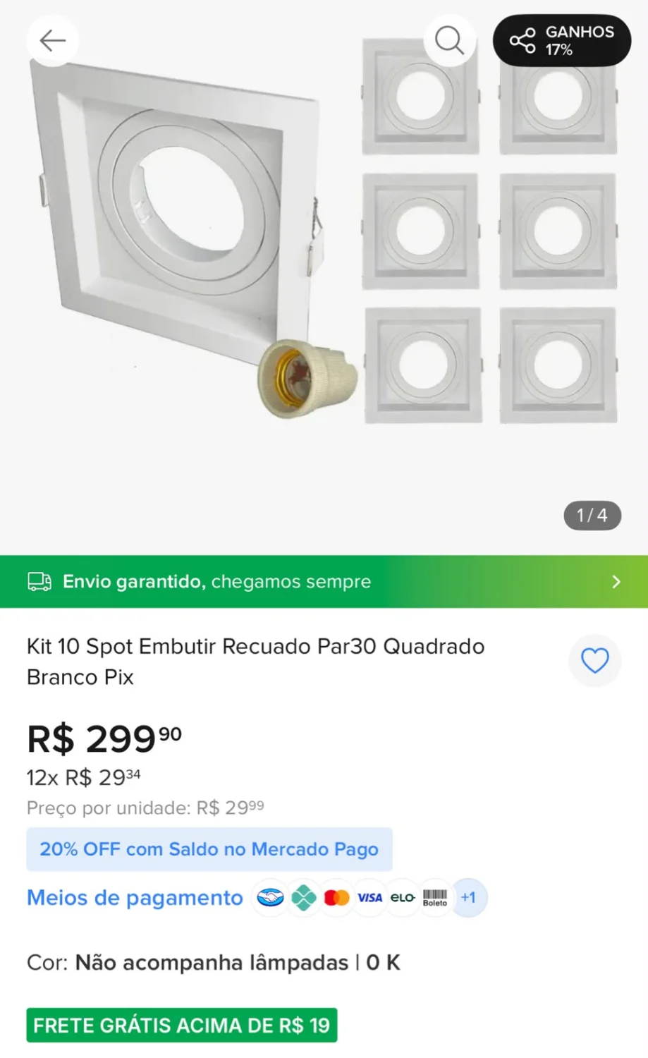 Kit com 10 Spots de Embutir Recuado Quadrado para Lâmpada PAR30, na cor branca, da marca Pix Iluminação. - 2
