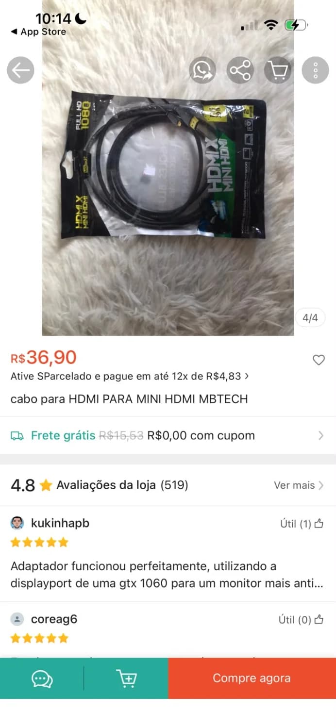 Cabo HDMI para Mini HDMI da marca MBTech. - 2