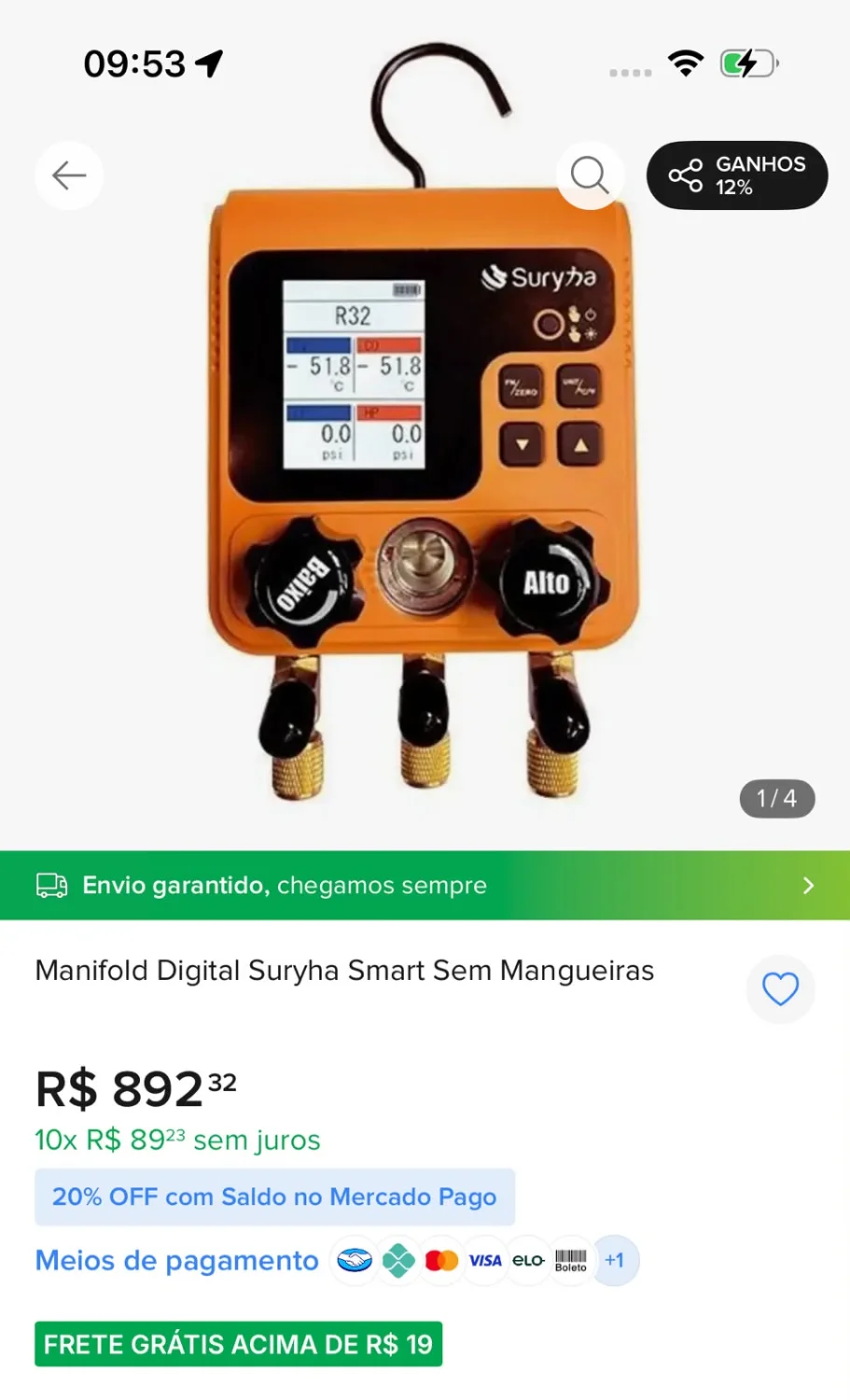 Manifold Digital Suryha Smart (Versão sem mangueiras). - 2