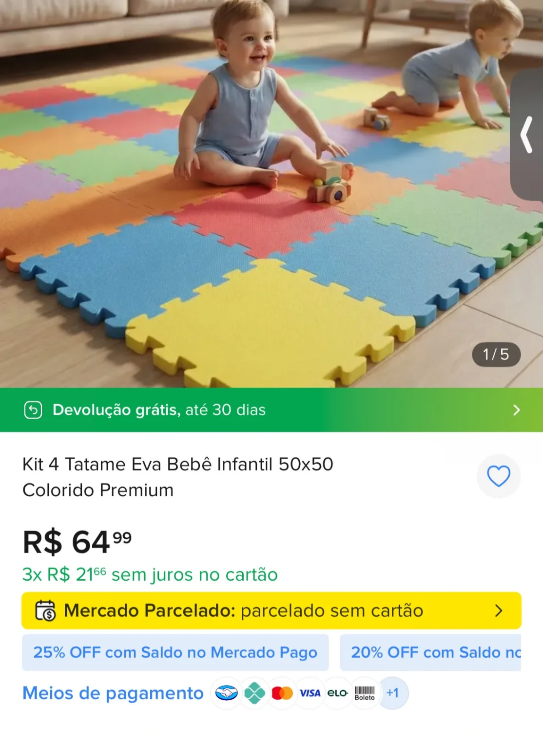 Kit 4 Tatames de EVA Infantil Colorido Premium (50x50). - 2